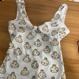 Chameleon dancewear leotard, xiao long bao (soup dumplings) print, Adult Medium